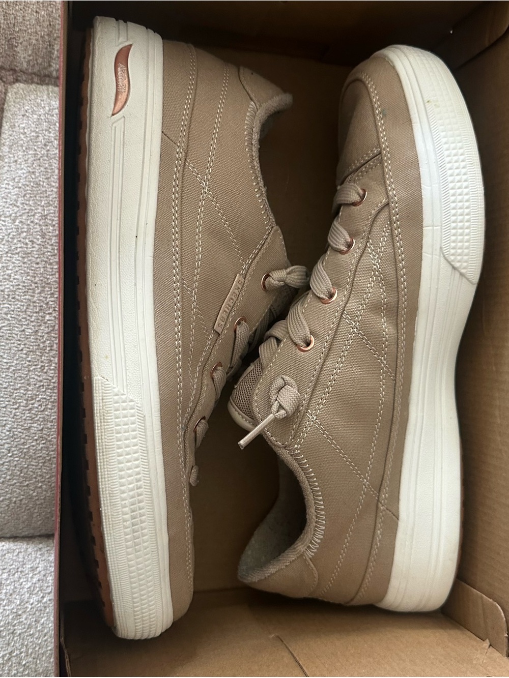 Skechers Women's Taupe Slip-On Sneakers - Picture 2 of 3